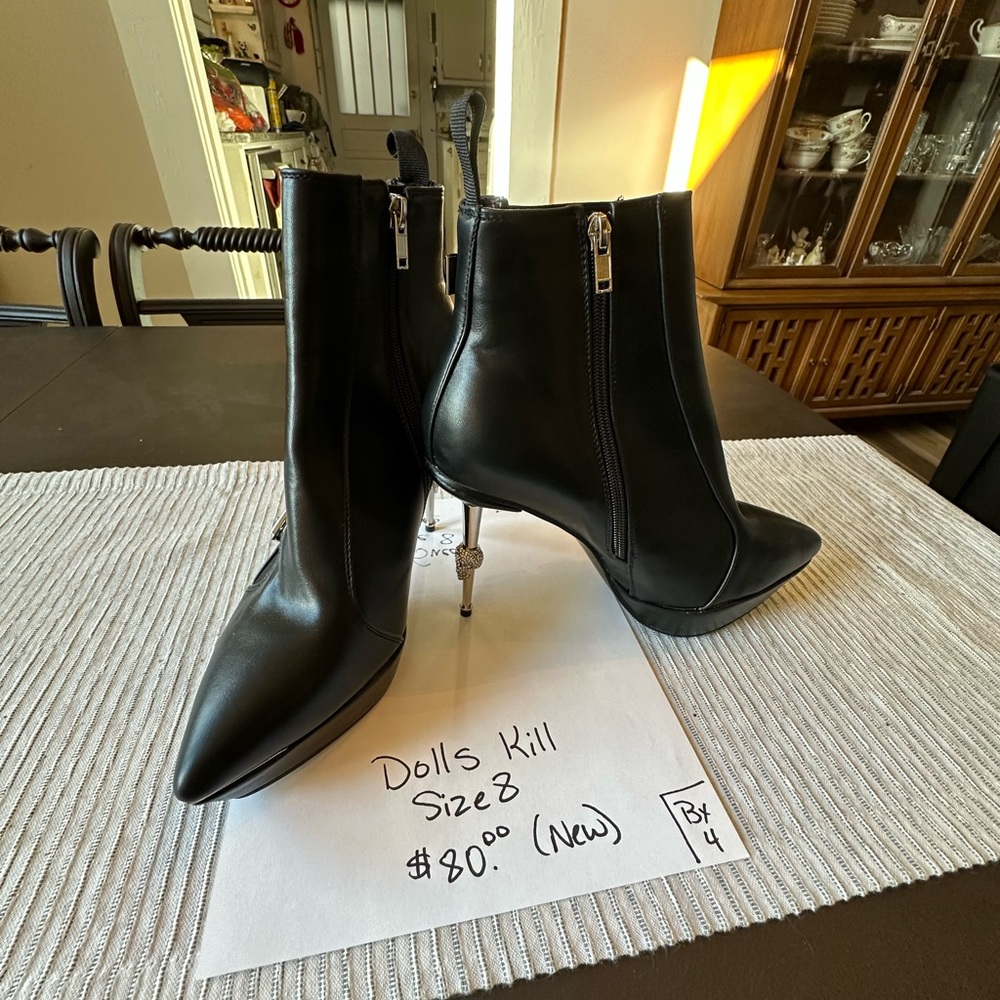 Dolls Kill Black Buckle Strap Stiletto Ankle Boots - Women - Picture 4 of 5